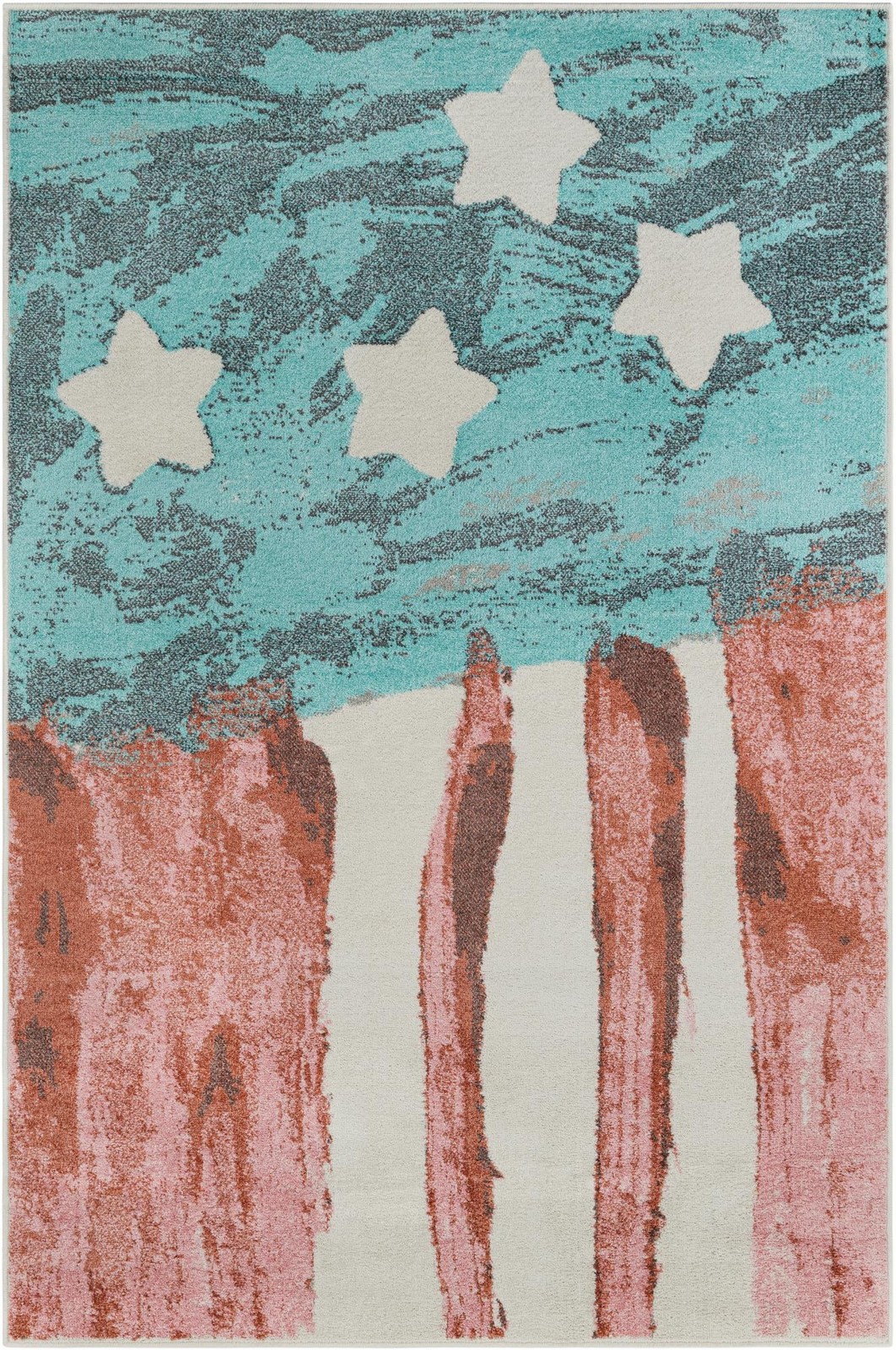 5' 3 x 8' Venables · Striped rug, red and blue