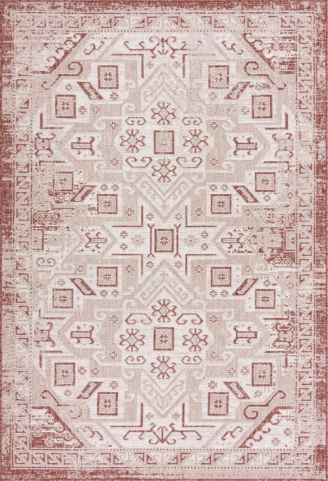6' x 9' Estuary · Border Outdoor Rug, rust red