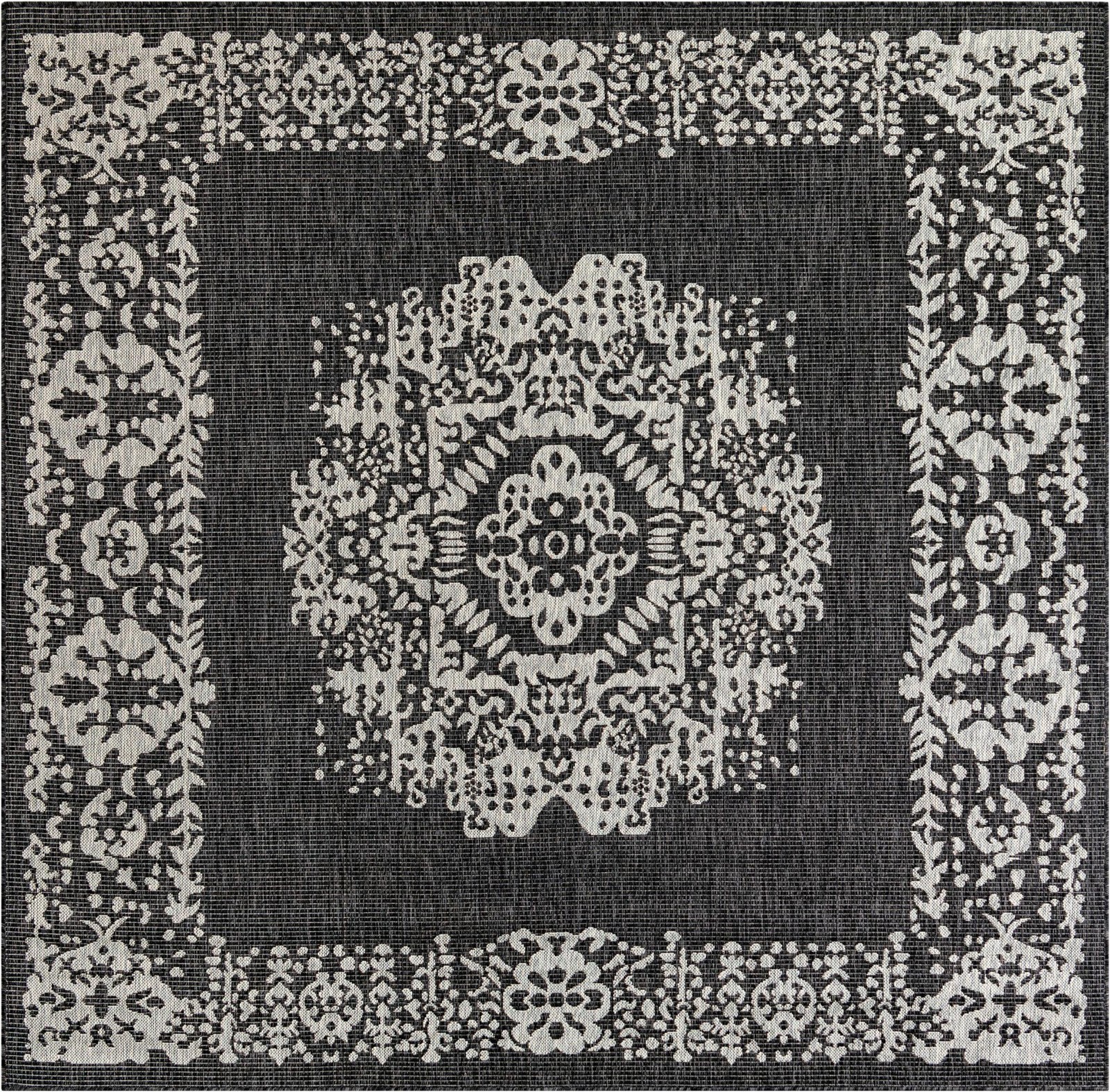 7' 10 x 7' 10 Hayden · Border Outdoor Rug, charcoal