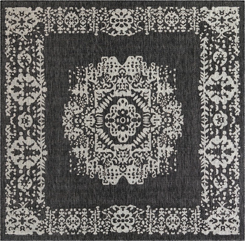 7' 10 x 7' 10 Hayden · Border Outdoor Rug, charcoal