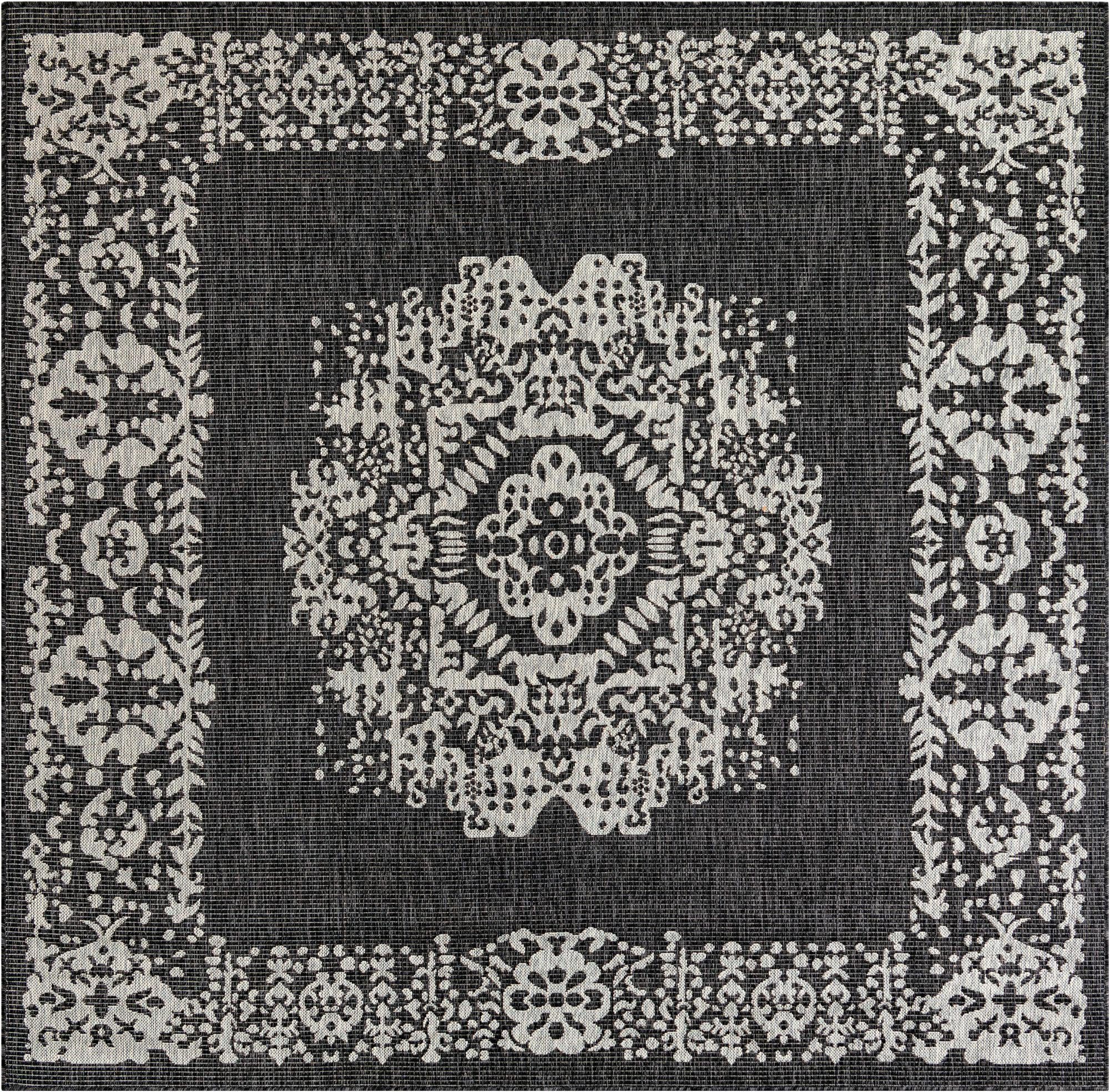 7' 10 x 7' 10 Hayden · Border Outdoor Rug, charcoal