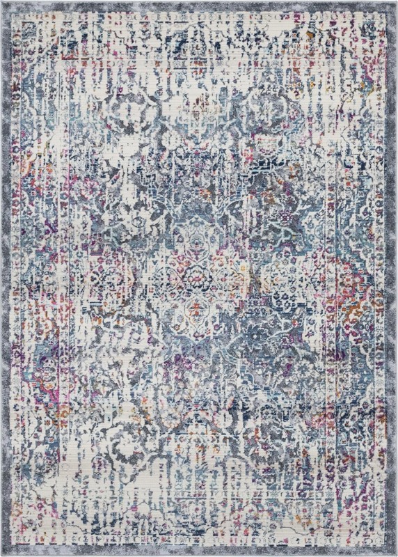 Langton · Distressed medallion rug, gray and multi