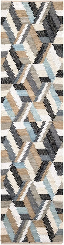 2' x 8' Wasatch · Geometric Chindi Rug, blue