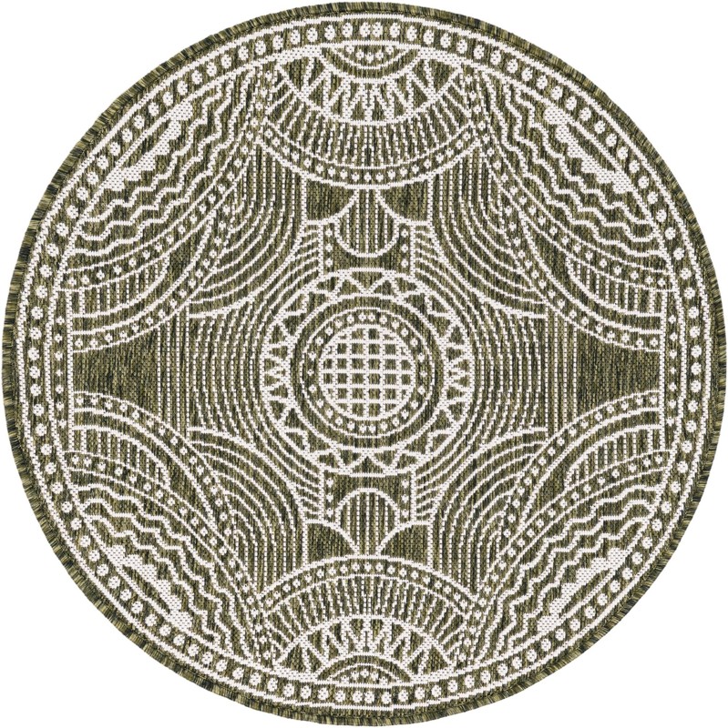 3' x 3' Brough · Border Outdoor Rug, green