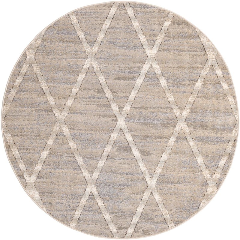4' x 4' Bromley · Diamond lattice rug, beige and cream