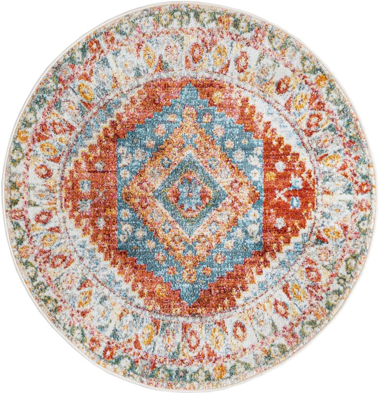 Louisa · Diamond medallion rug, rust and blue