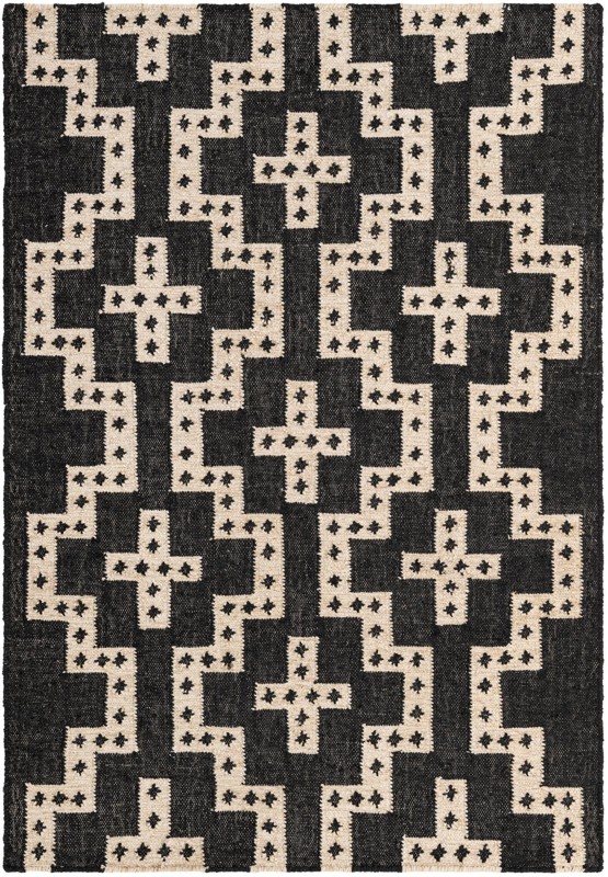 Earley · Geometric Wool Rug, black and white