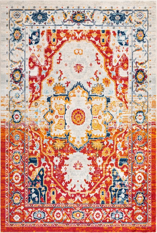 6' x 9' Pierce · Medallion rug, rust and navy