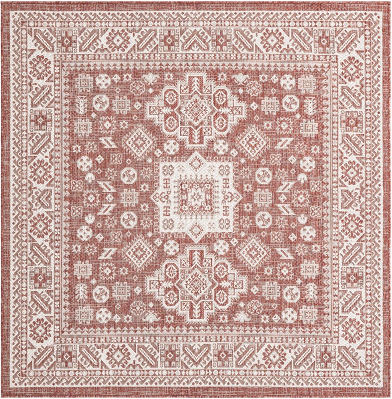 Bellamy · Tribal medallion Outdoor Rug, rust and ivory