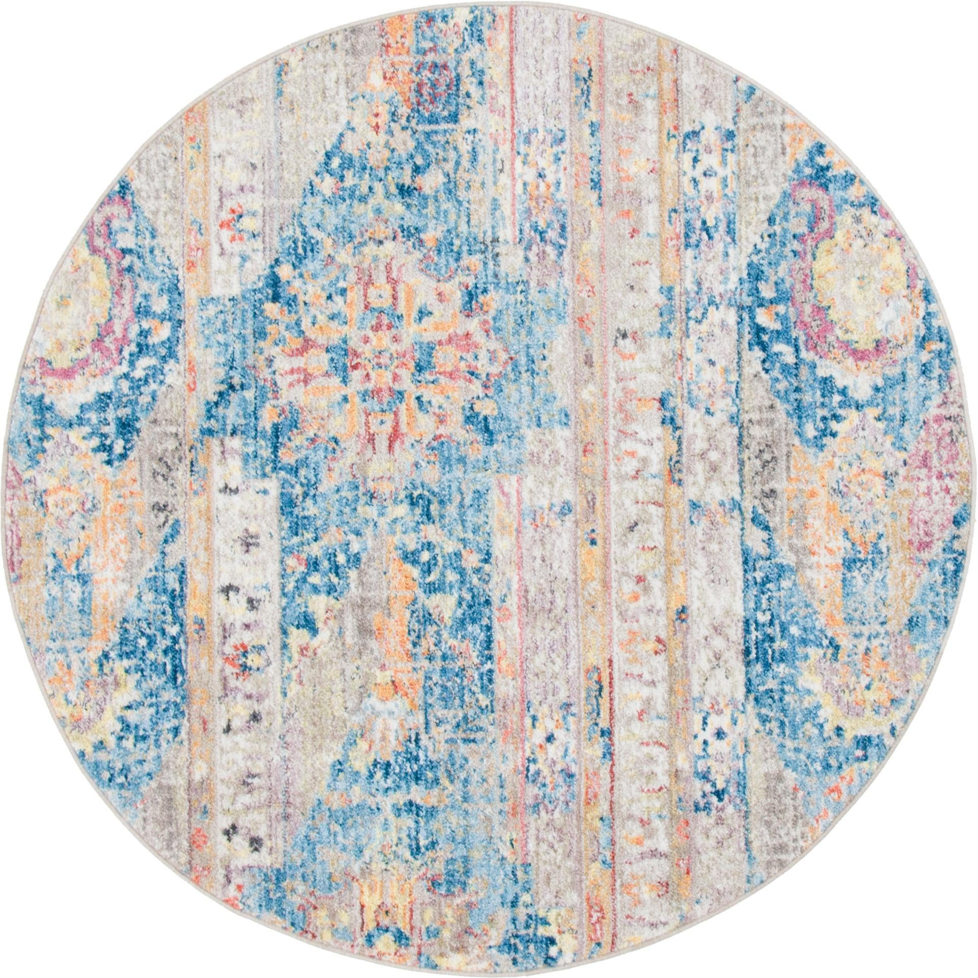 5' x 5' Amos · Medallion rug, blue