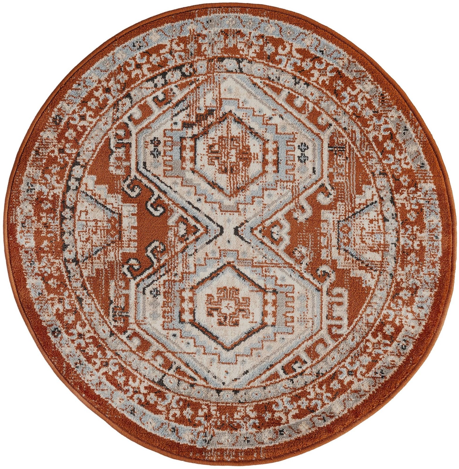 3' x 3' Harmon · Border rug, terracota red