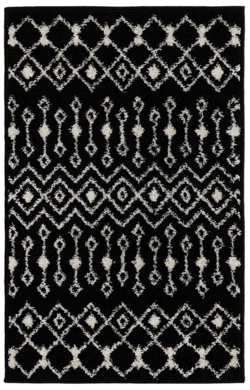 Boswell · Geometric trellis rug, black and white