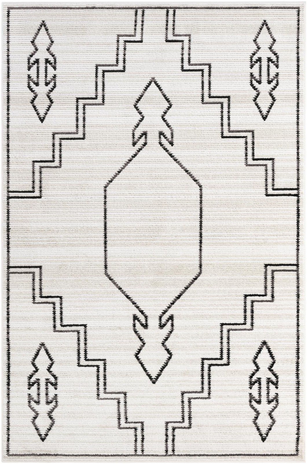 6' x 9' Ivy · Geometric rug, ivory and black