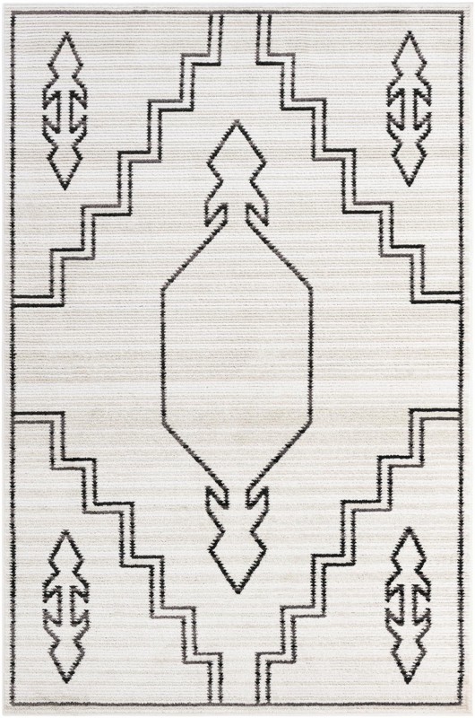 6' x 9' Ivy · Geometric rug, ivory and black