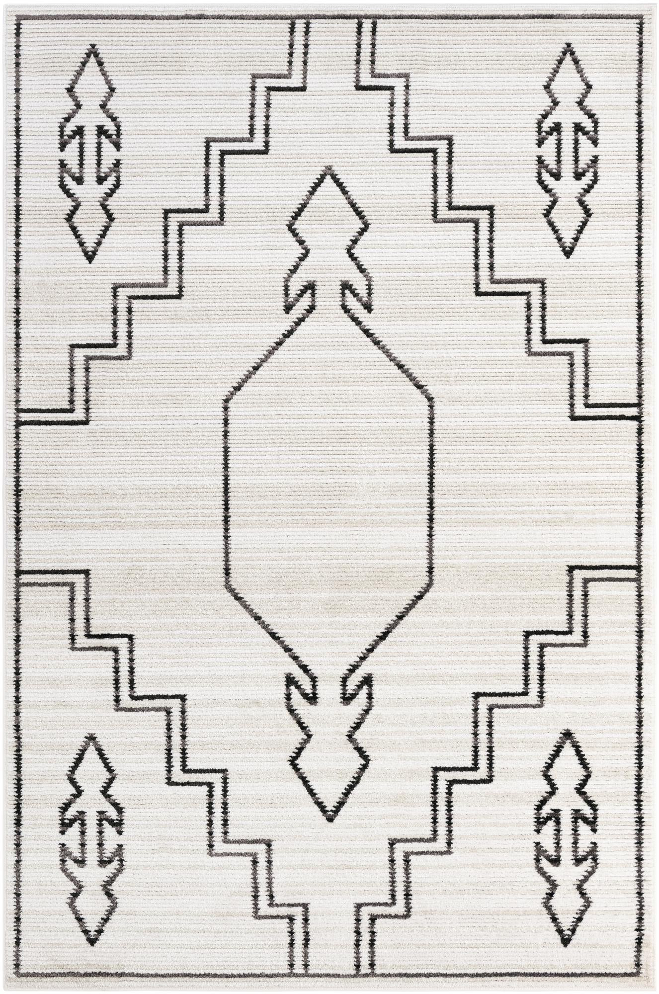 6' x 9' Ivy · Geometric rug, ivory and black