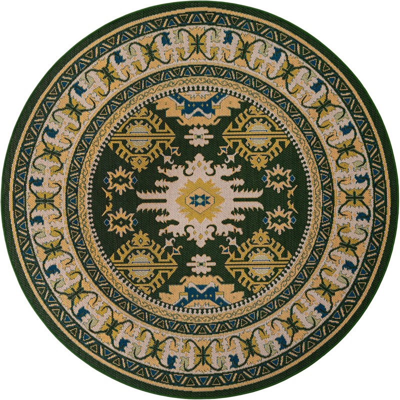 Waxwing · Border Outdoor Rug, green