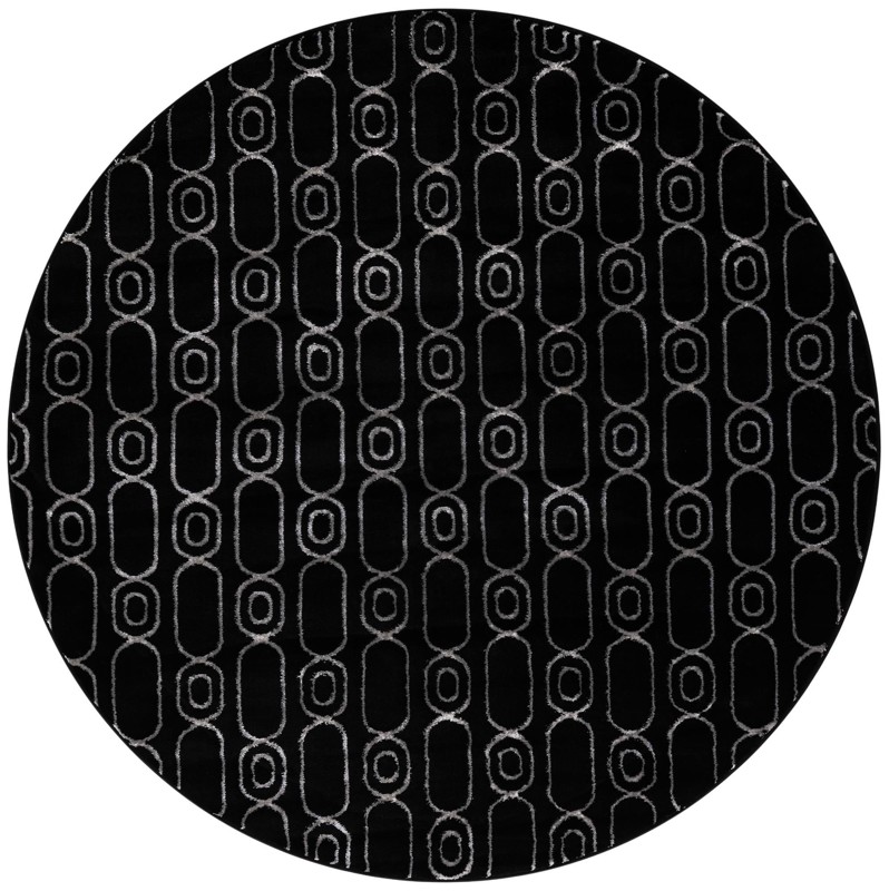 6' x 6' Renwick · Geometric lattice rug, black and silver