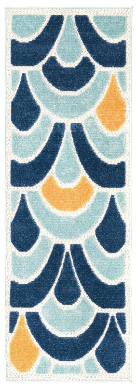 2' x 6' Skelton · Scallop geometric Outdoor Rug, blue and orange
