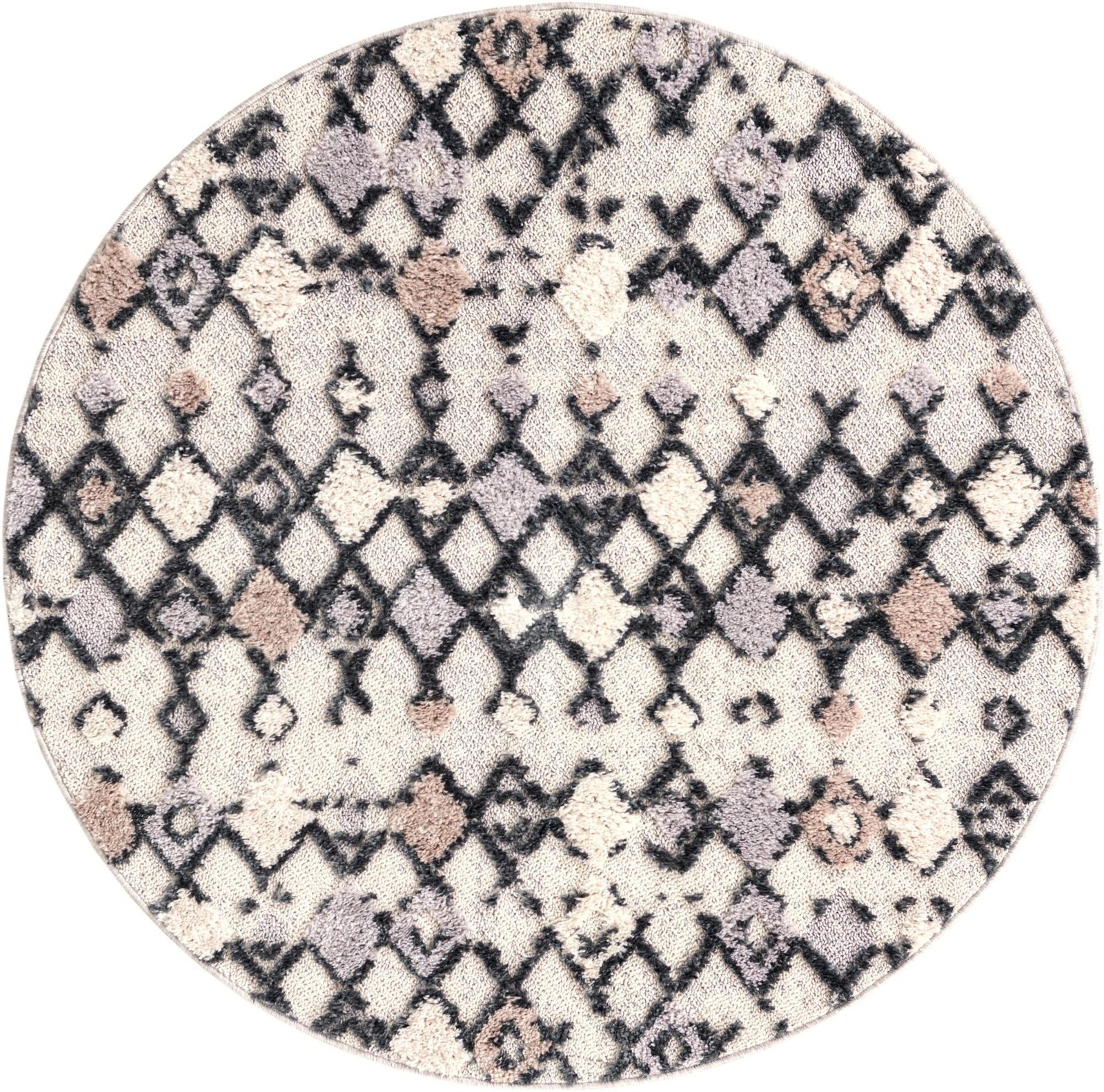 4' x 4' Josephine · Geometric tribal rug, sand and gray