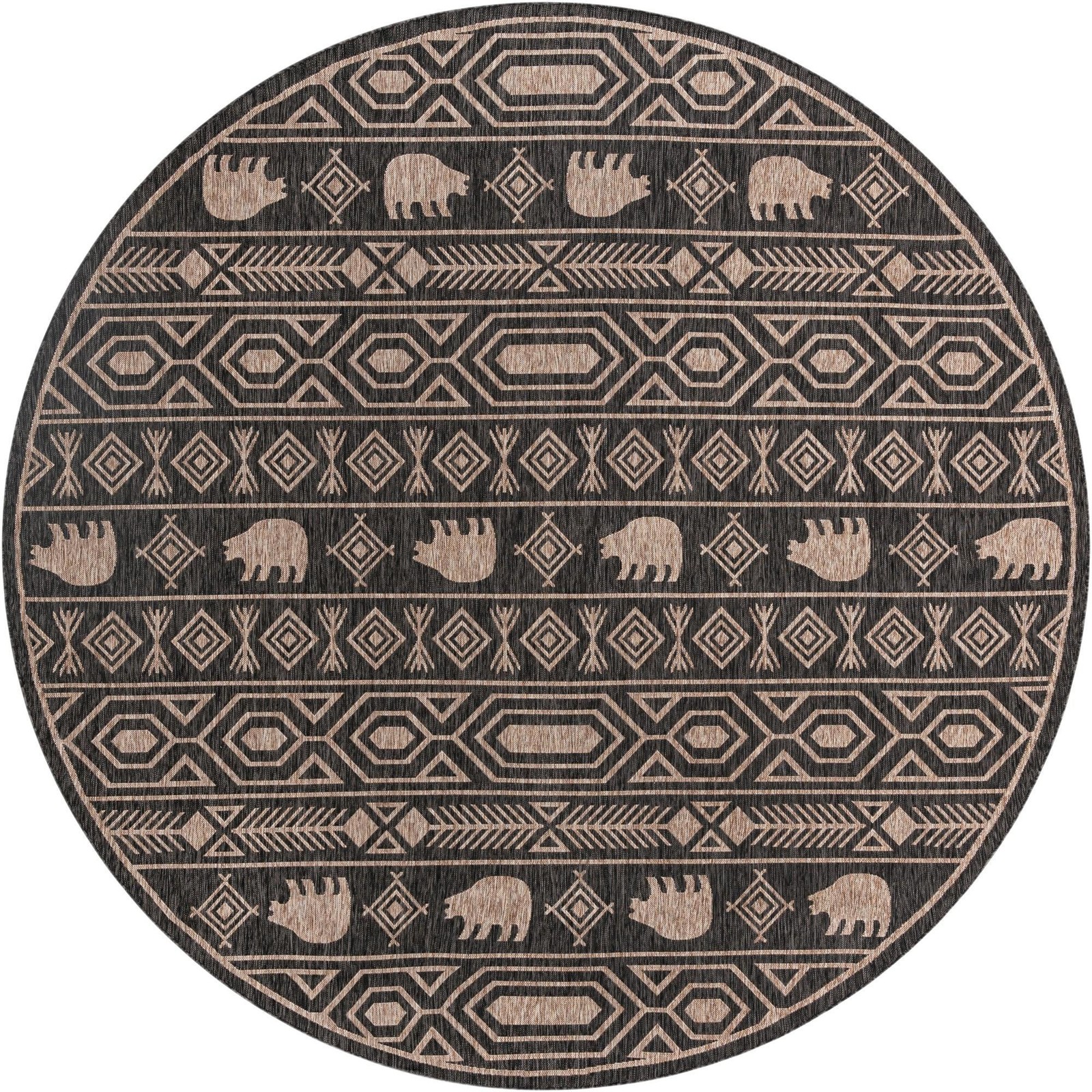 13' x 13' Ralston · Bear geometric Outdoor Rug, black and tan