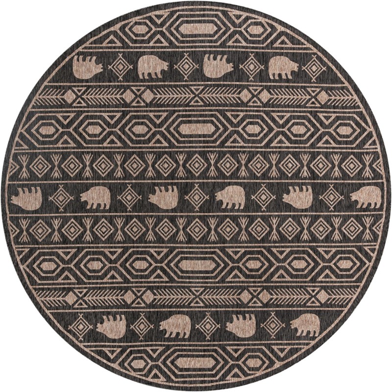 13' x 13' Ralston · Bear geometric Outdoor Rug, black and tan