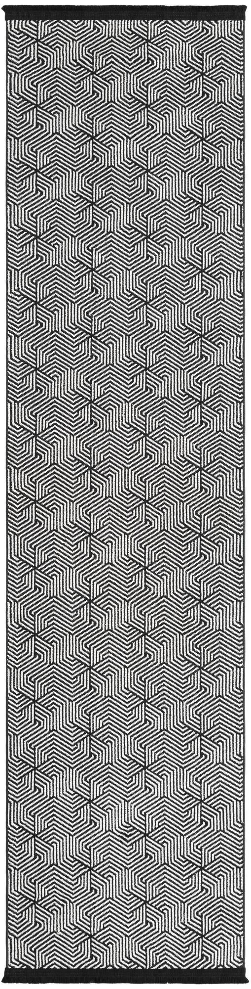 2' x 8' Harwood · Geometric rug, black and white
