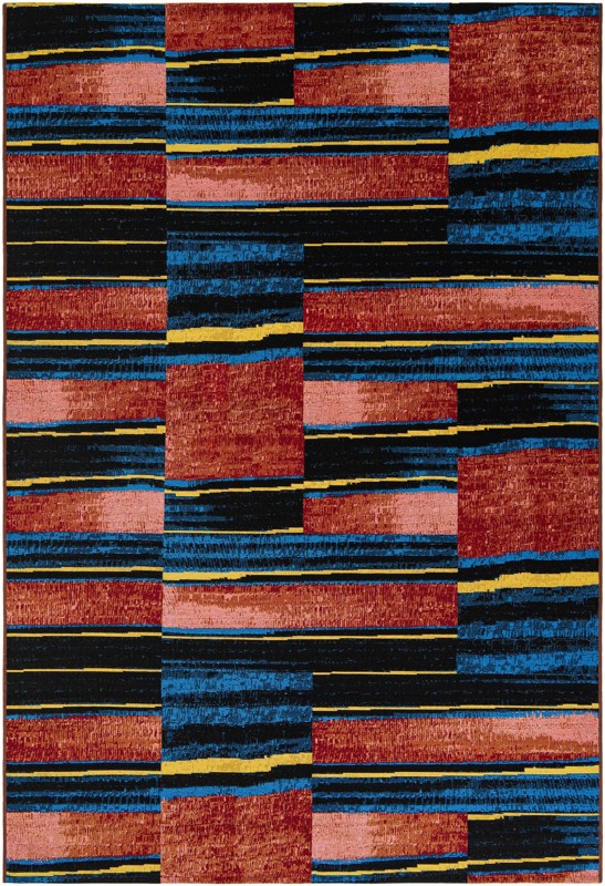 6' x 9' Conley · Abstract striped Outdoor Rug, red and black