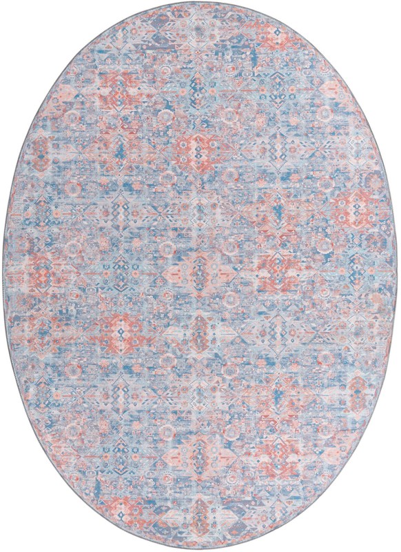 7' 7 x 10' 6 Waters · Geometric medallion Washable Rug, blue and rust