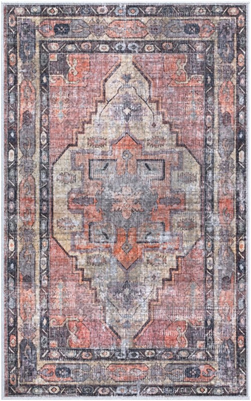 3' 3 x 5' 3 Chandler · Distressed medallion rug, rust and yellow