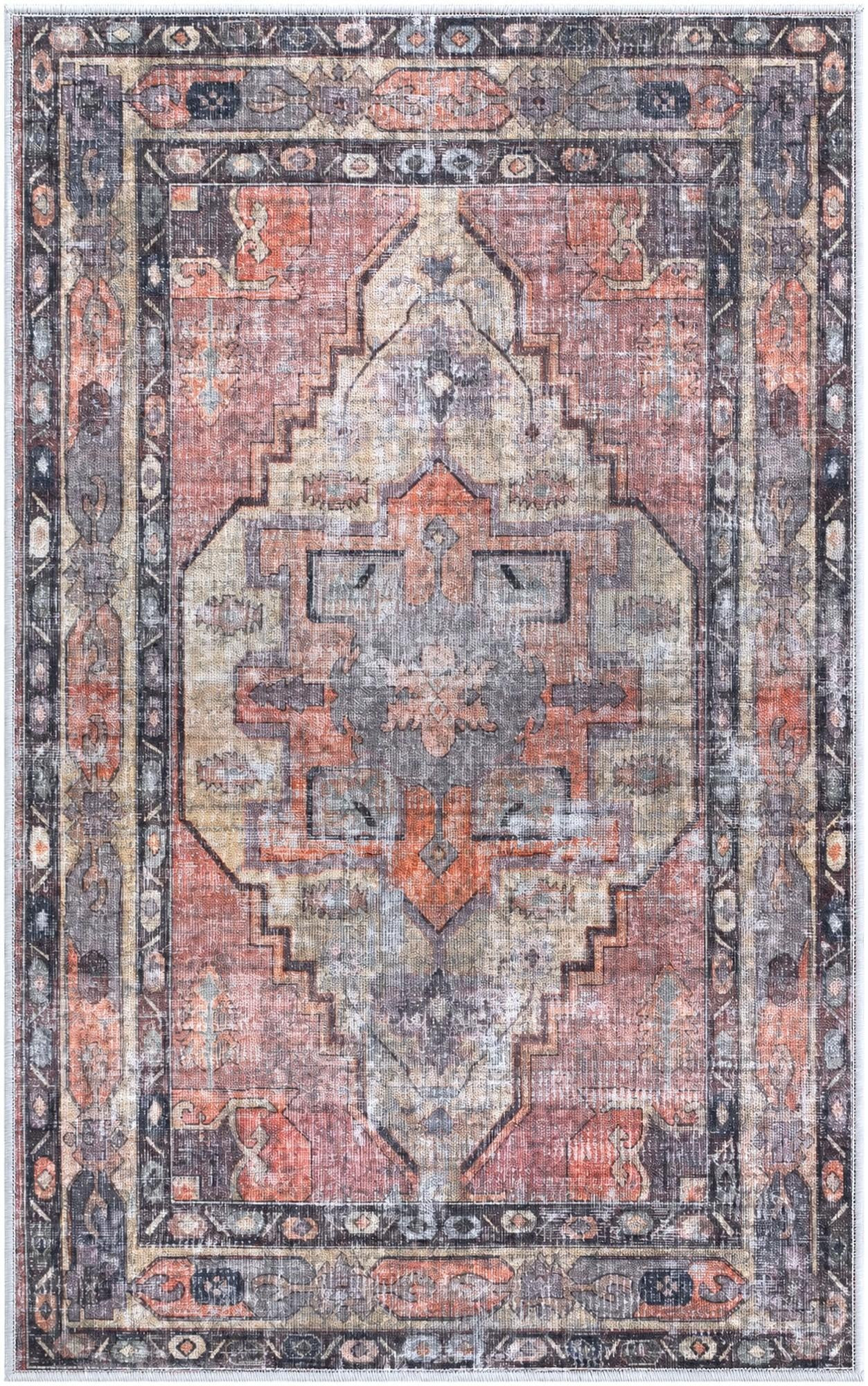 3' 3 x 5' 3 Chandler · Distressed medallion rug, rust and yellow