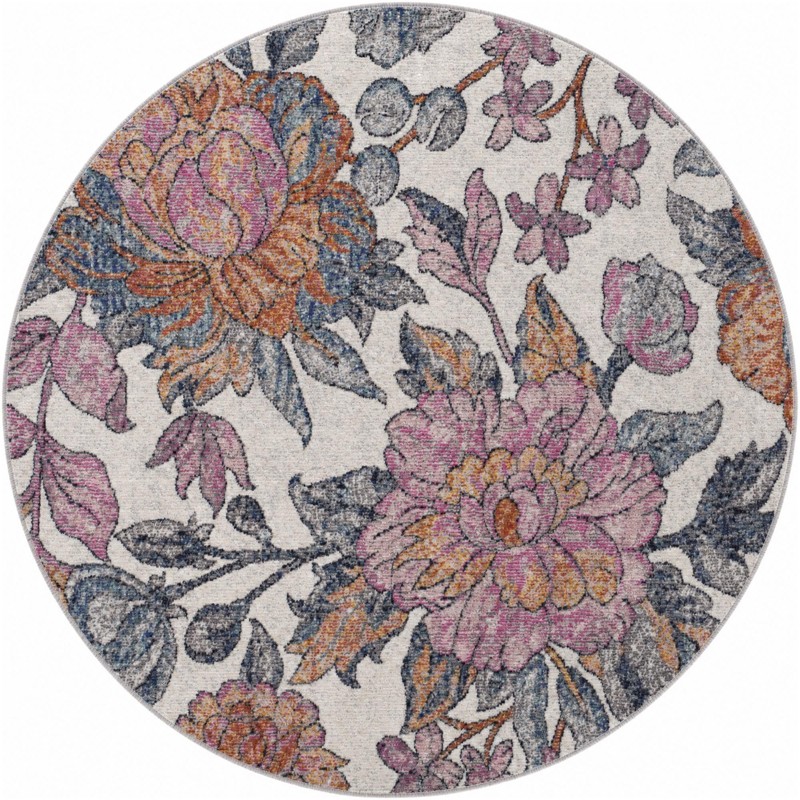 3' 3 x 3' 3 Sandstone · Floral / botanical rug, multi