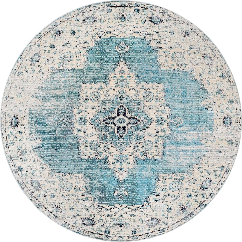 7' x 7' Marjorie · Medallion rug, turquoise