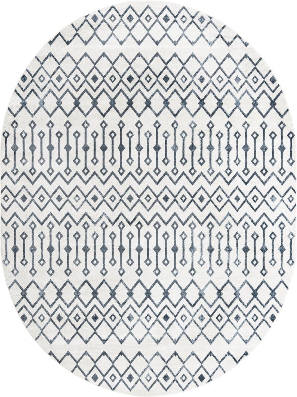 8' x 10' Eugene · Geometric rug, white and navy