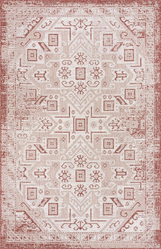 5' 3 x 8' Estuary · Border Outdoor Rug, rust red