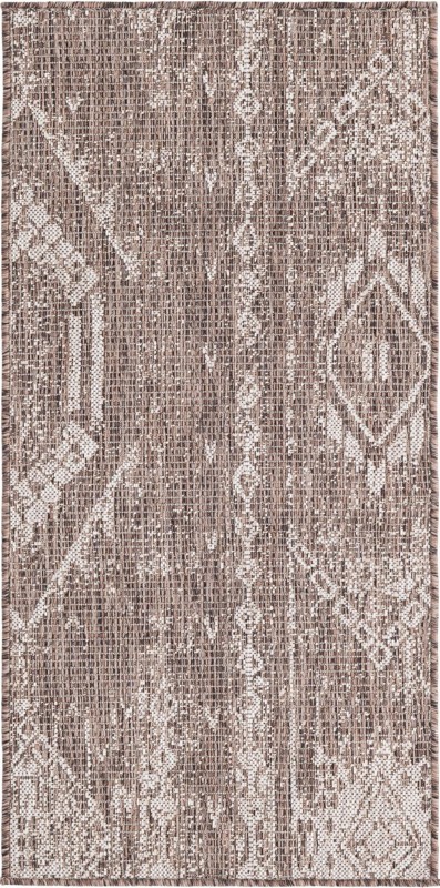 2' x 4' Wildman · Geometric Outdoor Rug, brown