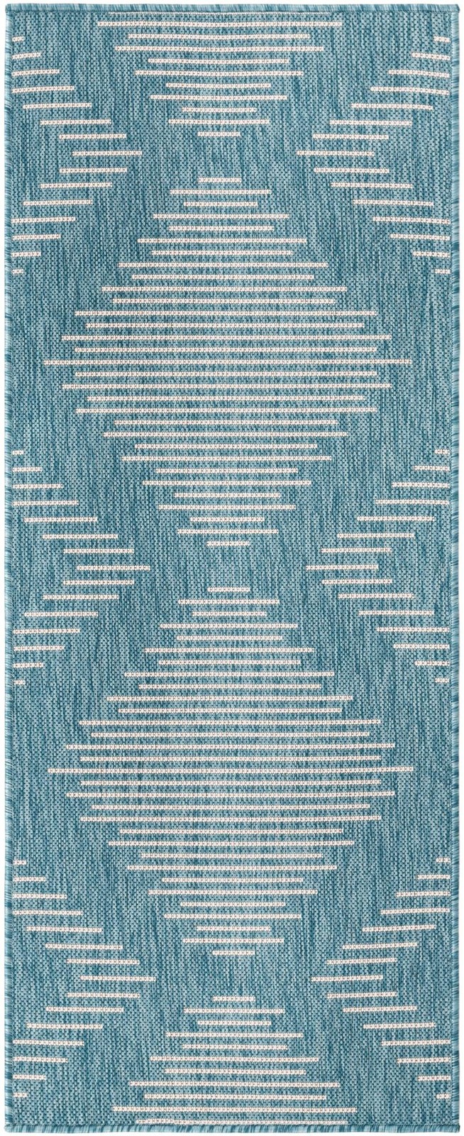 2' x 5' 3 Harlow · Diamond Outdoor Rug, light aqua
