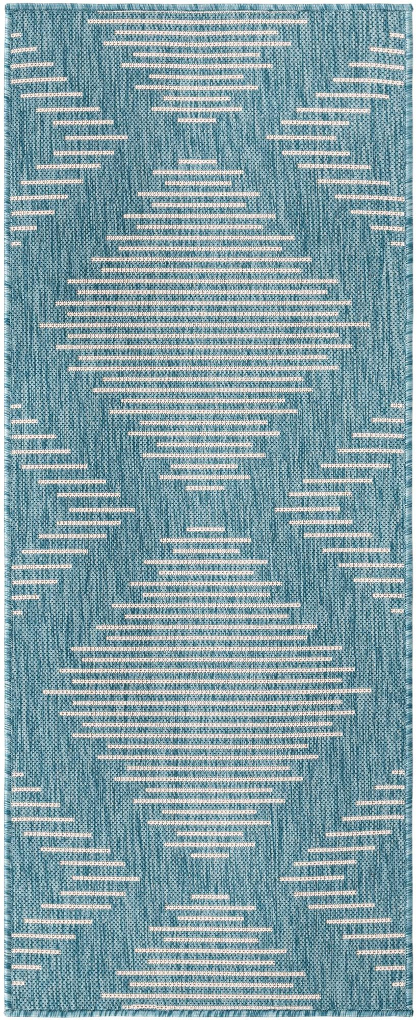 2' x 5' 3 Harlow · Diamond Outdoor Rug, light aqua