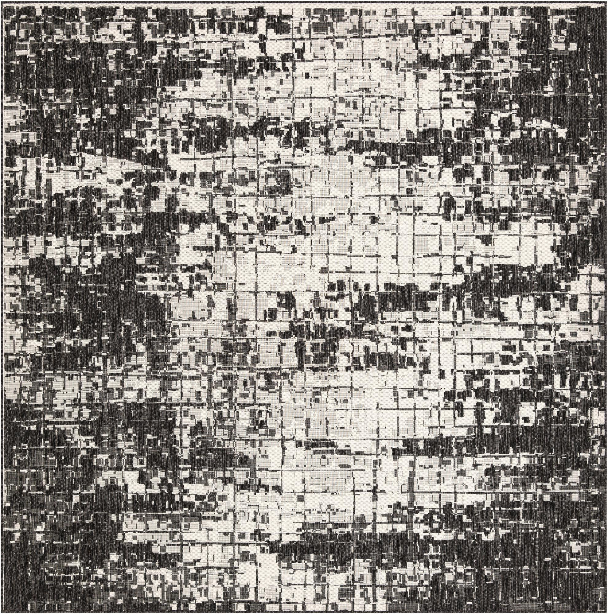 10' x 10' Rigby · Abstract Outdoor Rug, black and white