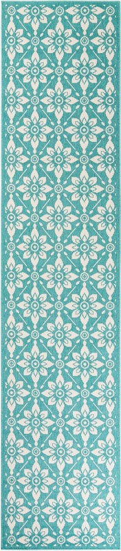 2' 7 x 12' Selwyn · Floral / botanical Outdoor Rug, teal