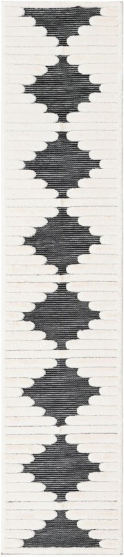 2' 7 x 12' Hibbert · Geometric lines rug, gray and ivory