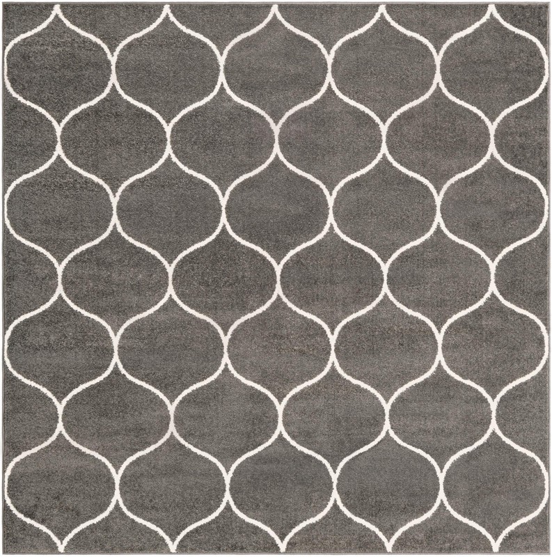 7' x 7' Ingram · Lattice rug, dark gray and ivory