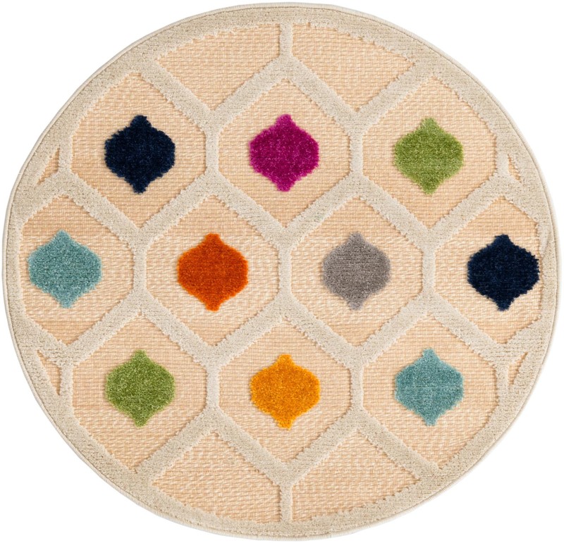3' 3 x 3' 3 Raleigh · Diamond Outdoor Rug, beige