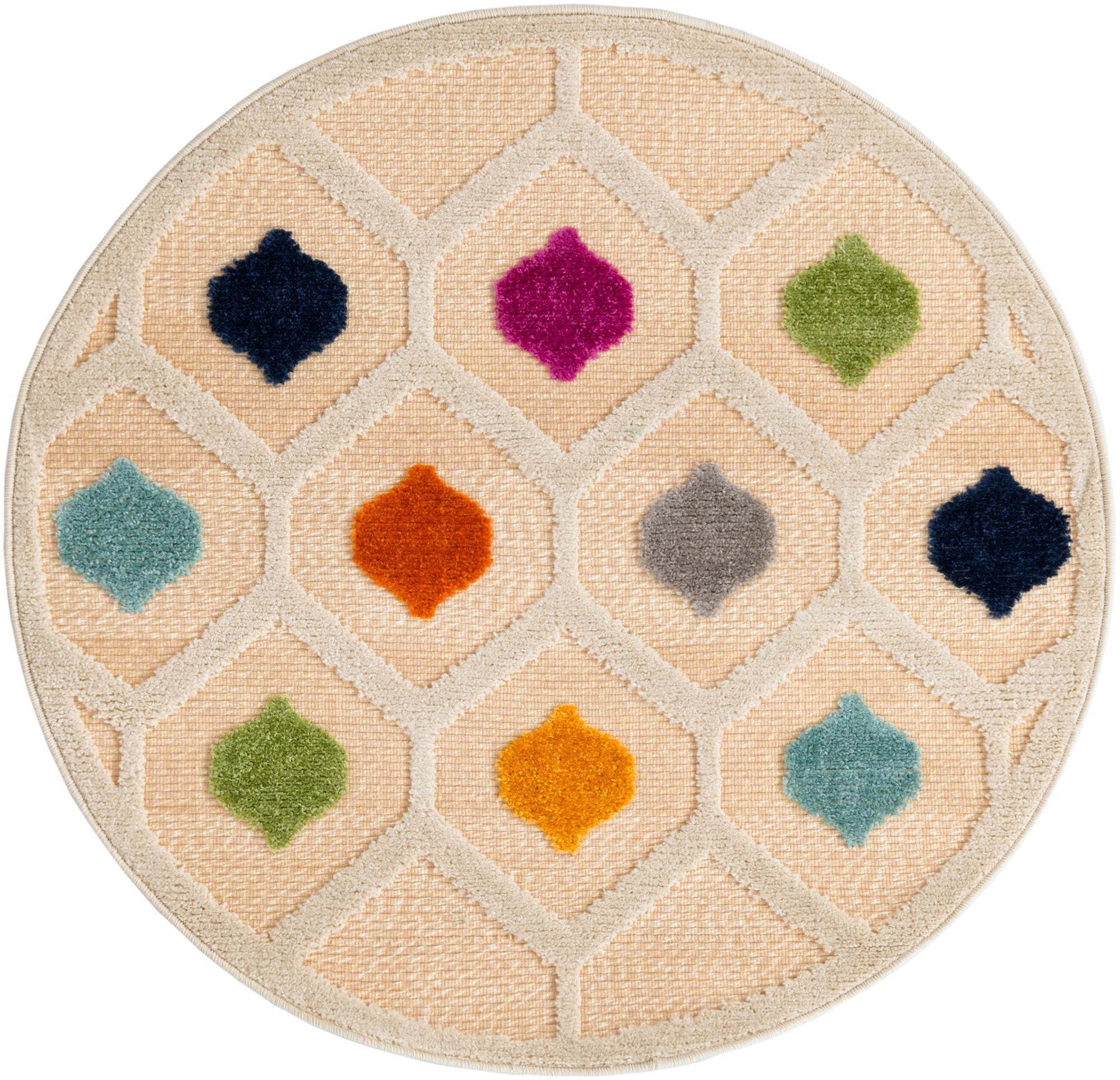 3' 3 x 3' 3 Raleigh · Diamond Outdoor Rug, beige