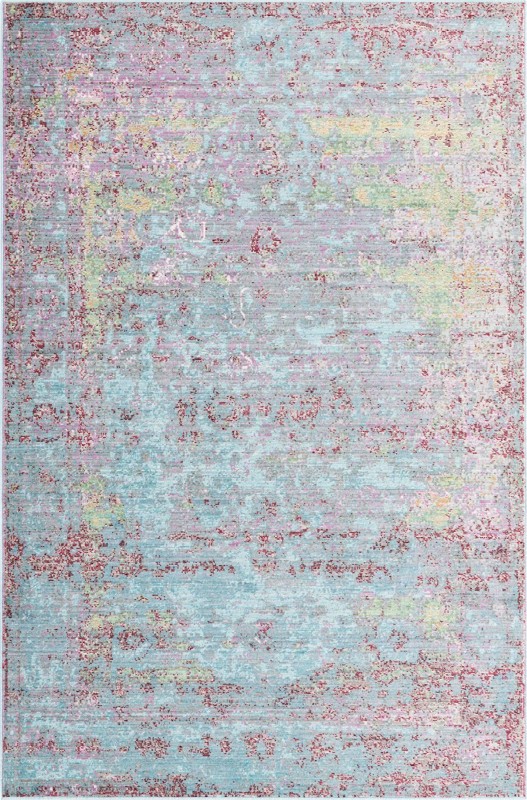 5' x 8' Denholm · Abstract rug, blue and burgundy