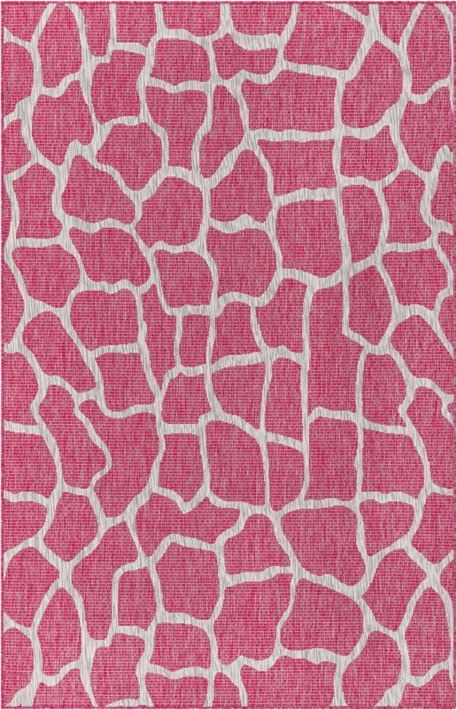 5' 3 x 8' Stillwater · Animal print Outdoor Rug, fuschia