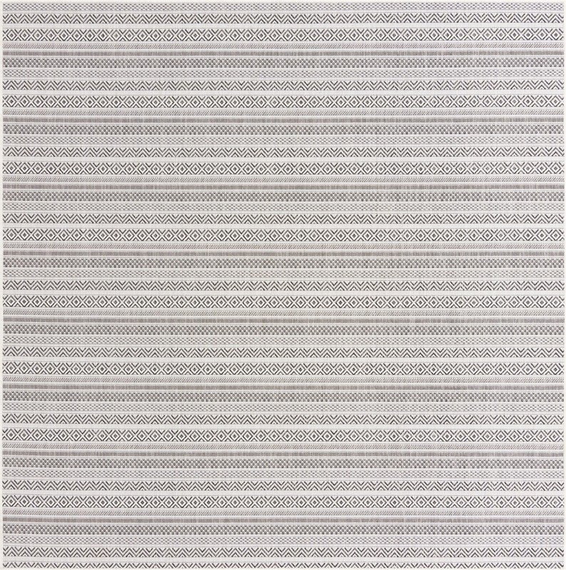 Merlin · Striped geometric Outdoor Rug, beige and black