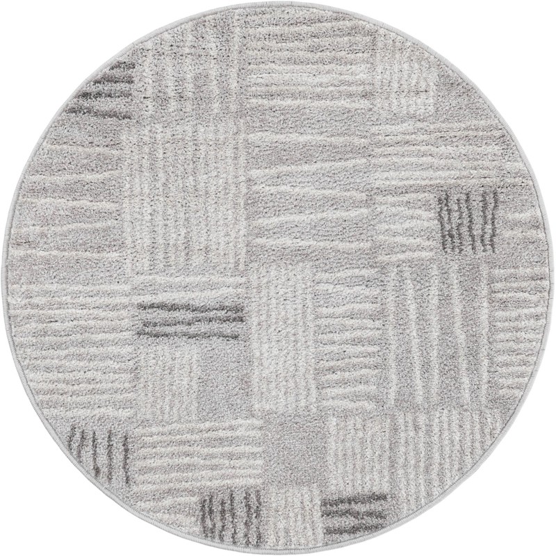 3' x 3' Snowberry · Geometric rug, gray