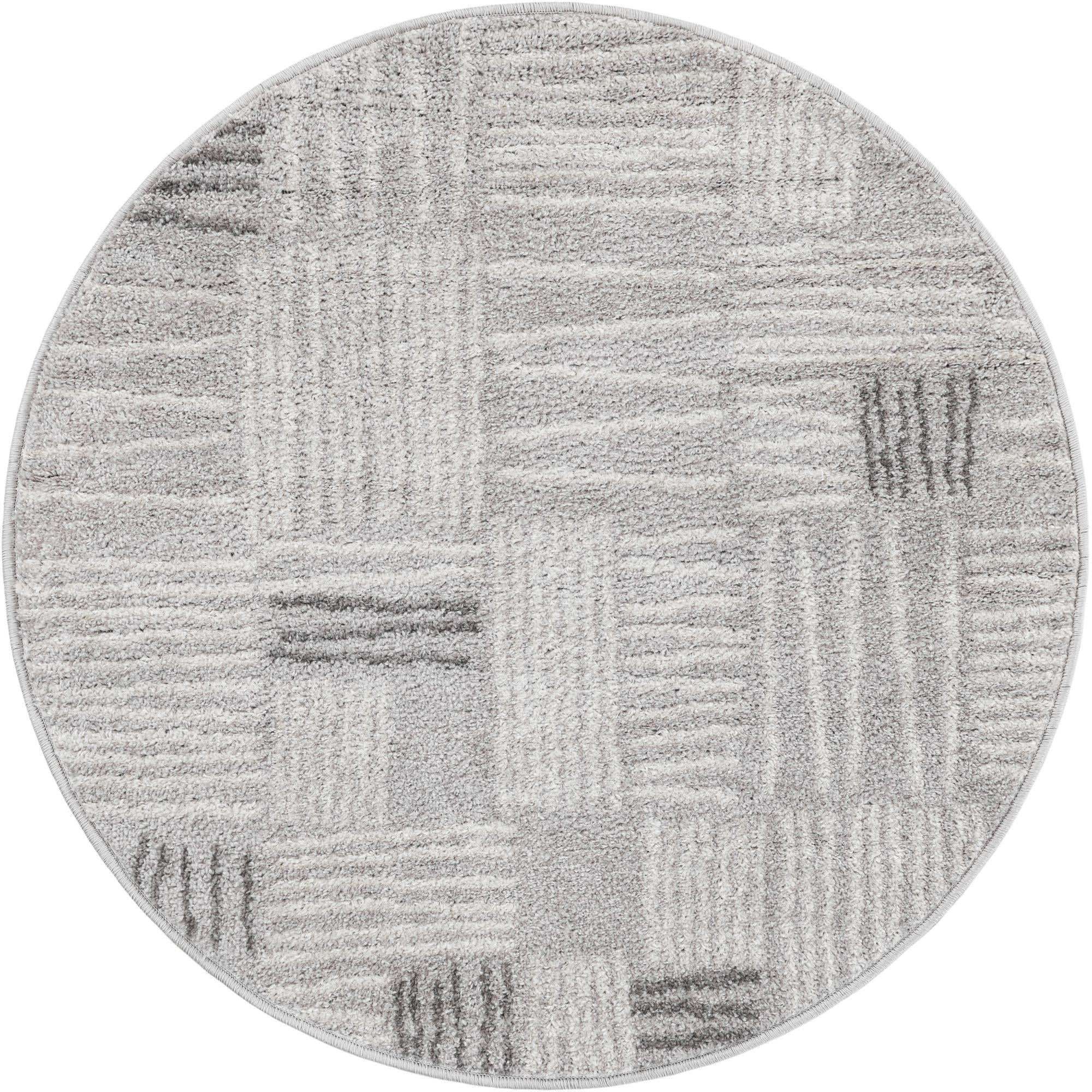 3' x 3' Snowberry · Geometric rug, gray