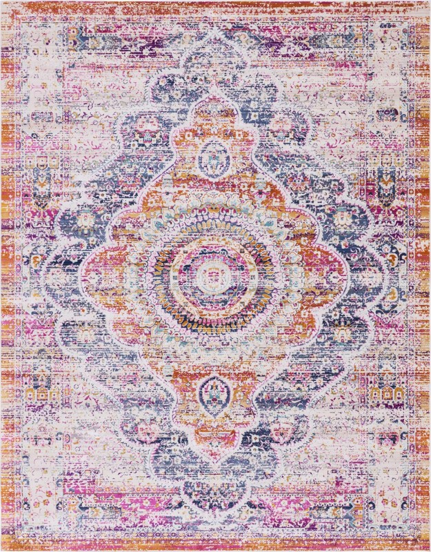 9' x 11' 6 Leaver · Border rug, red