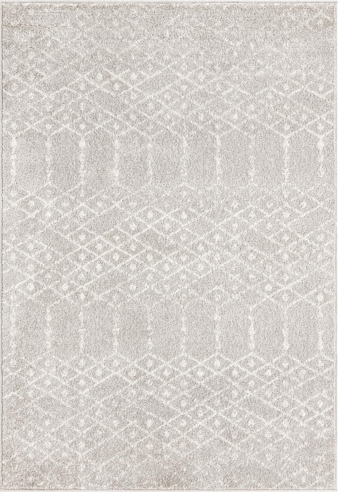 4' x 6' Newcomb · Geometric lattice rug, light gray and ivory